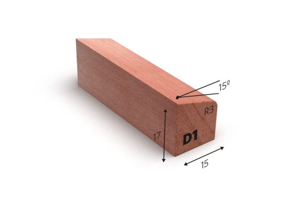 D1 Glaslat D1 Meranti 17x15 mm gegrond schuin 490 cm