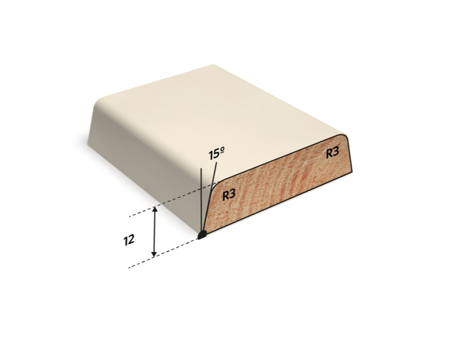 Hardhouten koplat 12x45 mm gegrond (schuin)