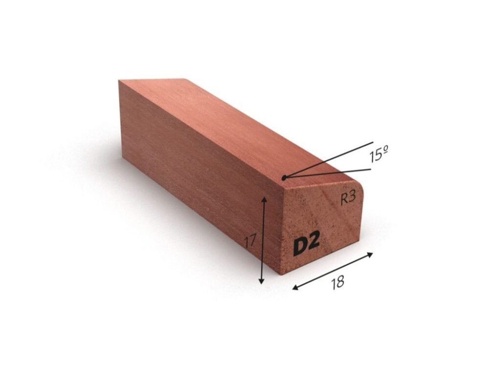 Glaslat D2 Meranti 17x18 mm gegrond 490 cm