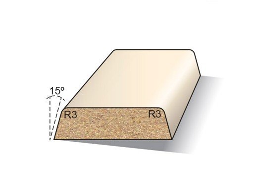 MDF koplat 12x45 mm gegrond (schuin)